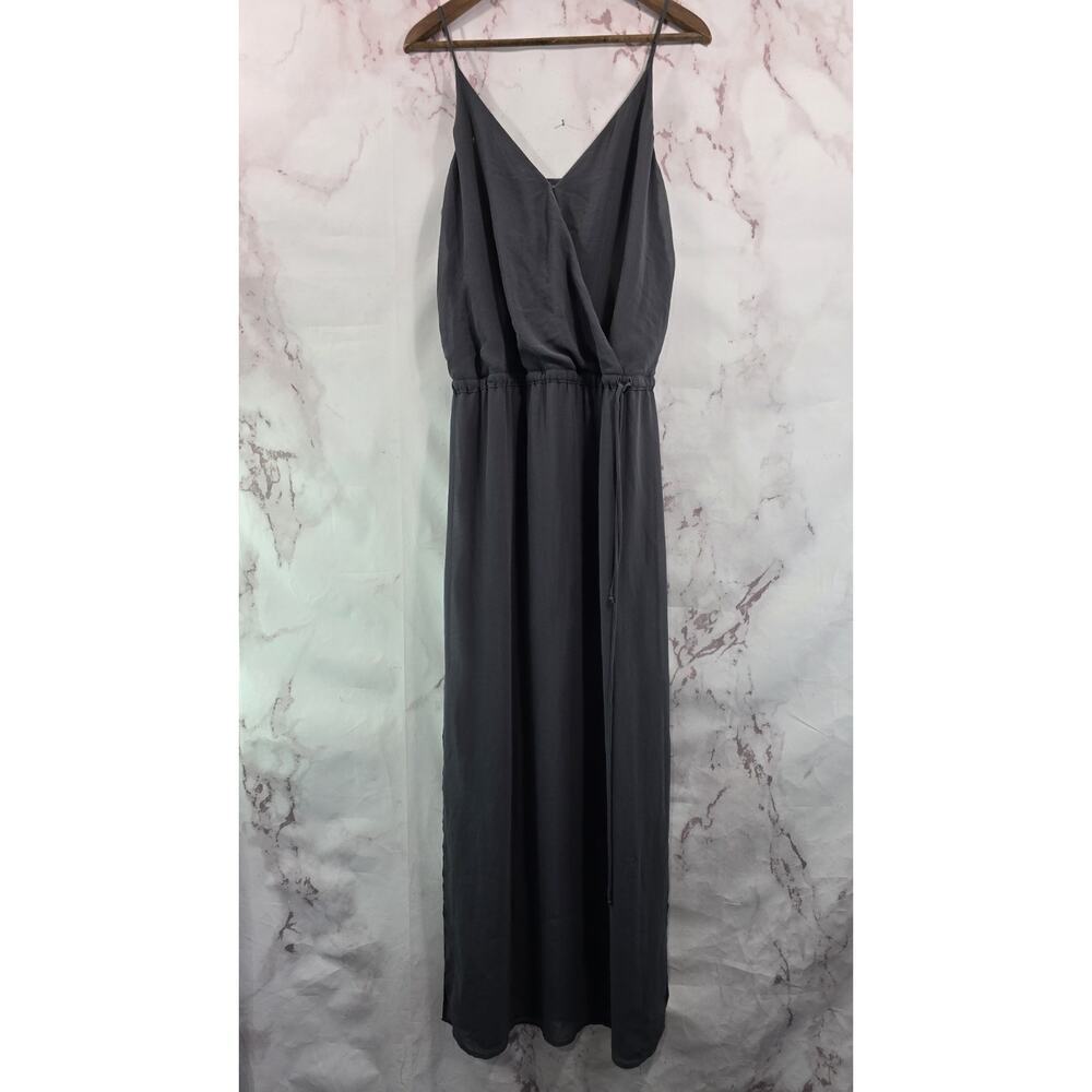 Rory Beca Dress Womens Small Gray Midi Tank V Blouse Georgette Polyester
